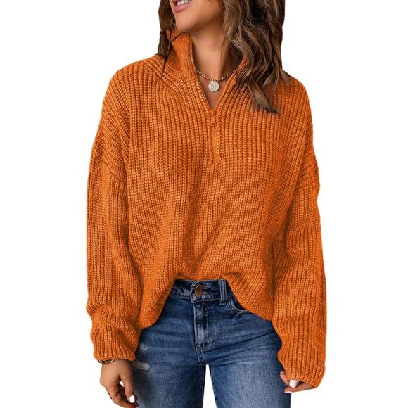 New Xtra Large Long Sleeve 1/4 Zip Pullover Polo V Neck Dressy Casual Sweater - Picture 1 of 6
